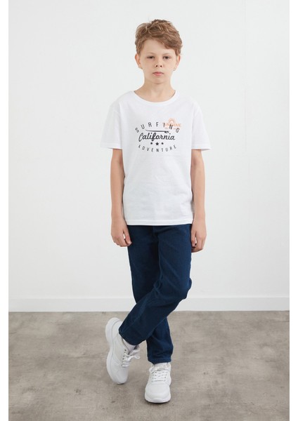 %100 Pamuk Önü ve Arkası Yazı Baskılı Erkek Çocuk Tişört modelleri