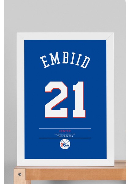 Joel Embiid Forma Çerçeveli Tablo - Nba Philadelphia 76ERS Jersey