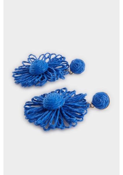 Kadın Mavi Hasırlı Küpe F0825AXNS