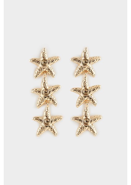 Kadın Yıldızlı Gold Küpe F0902AXNS
