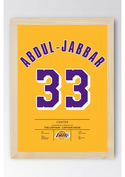 Kareem Abdul Jabbar Forma Çerçeveli Tablo - Nba Los Angeles Lakers Jersey