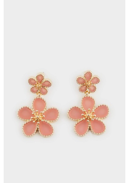 Kadın Pembe Çiçekli Sallantılı Küpe F0904AXNS