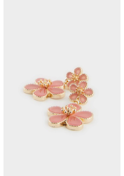 Kadın Pembe Çiçekli Sallantılı Küpe F0904AXNS