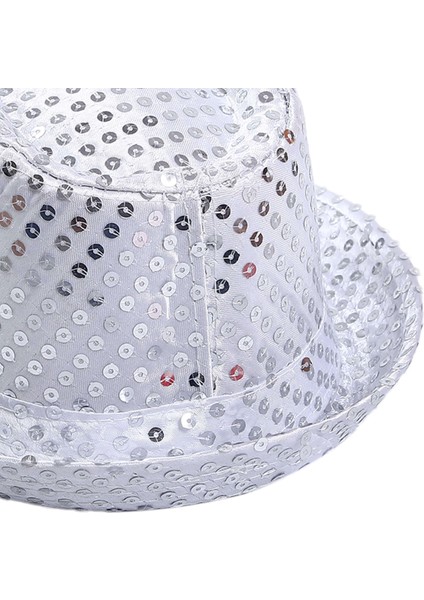 Çocuk Boy Gümüş Payetli Şapka Gösteri Şapkası Michael Jackson Şapkası 54 No modelleri