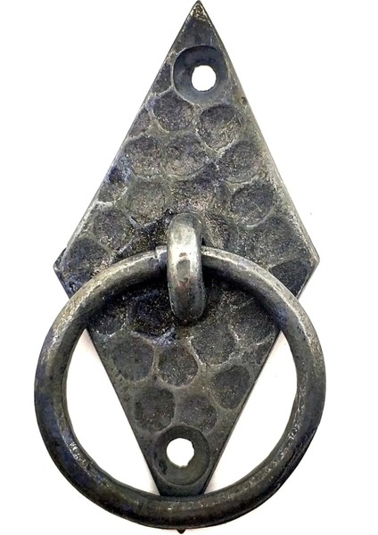 Antika Tarz Dekoratif Pirinç Dik Baklava Halka , Mobilya Kulbu - 82X41 Mm, Oksit