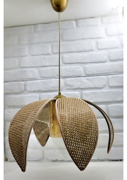 Hasır Hazeran Rattan Palmiye Model Bohem Salon Oturma Odası Hol Cafe Restaurant Tekli Sarkıt Avize