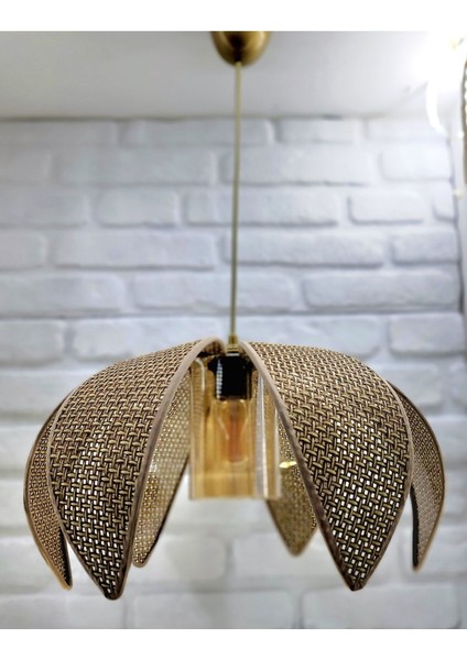 Hasır Hazeran Rattan Palmiye Model Bohem Salon Oturma Odası Hol Cafe Restaurant Tekli Sarkıt Avize