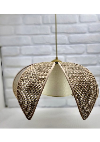 Hasır Hazeran Rattan Palmiye Model Bohem Salon Oturma Odası Hol Cafe Restaurant Tekli Sarkıt Avize