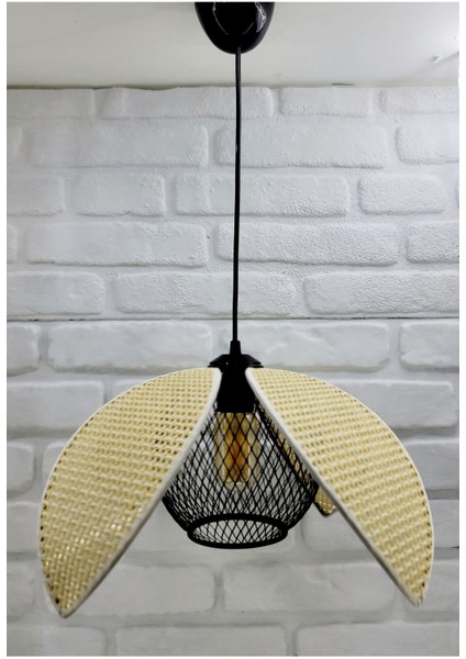 Hasır Hazeran Rattan Palmiye Model Bohem Salon Oturma Odası Hol Cafe Restaurant Tekli Sarkıt Avize