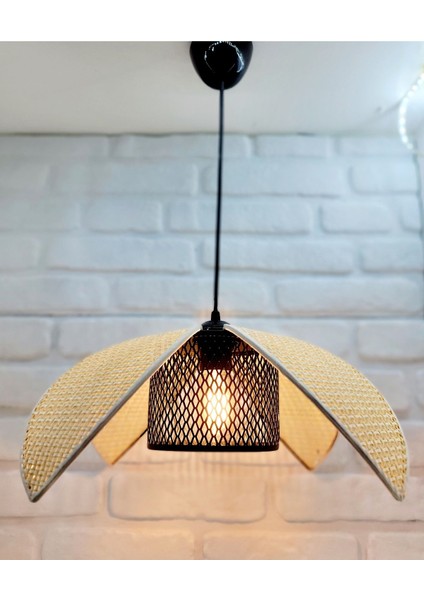 Hasır Hazeran Rattan Palmiye Model Bohem Salon Oturma Odası Hol Cafe Restaurant Tekli Sarkıt Avize