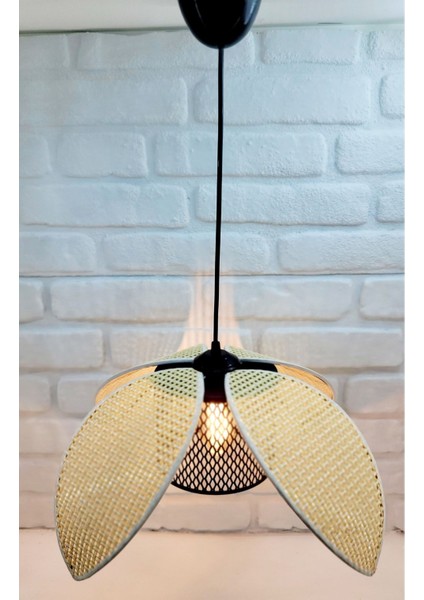 Hasır Hazeran Rattan Palmiye Model Bohem Salon Oturma Odası Hol Cafe Restaurant Tekli Sarkıt Avize