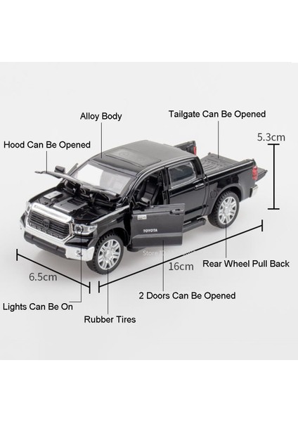 Tundra Minyatür Oyuncak Model Arabalar Alaşım Diecast Kamyonet 4 Kapılar Açıldı Ses Işık Off-Road Araç Geri Çekin (Yurt Dışından) modelleri
