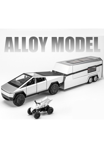 1/32 Siber Oyuncak Kamyon Pikap Alaşım Araba Modeli Döküm Off-Road Araçlar Kamyon Araba Modeli Ses Işığı Oyuncakları Bavul ile Hediye (Yurt Dışından)