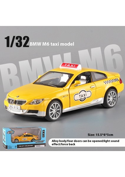 Bmw M6 Taksi Alaşım Araba Oyuncak Diecast Metal Modeli Simülasyon Ses Işık Geri Çekin Lar Için Oyuncak Araba Dekorasyon Süs Toplamak (Yurt Dışından)