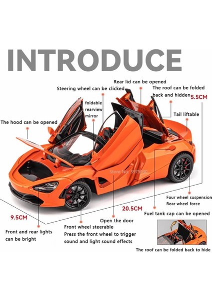 1/24 Ölçekli M720 S Süper Sportcar Alaşım Diecast Simülasyon Model Araba Ses ve Işık ile Geri Çekin Oyuncaklar Lar Için (Yurt Dışından) modelleri