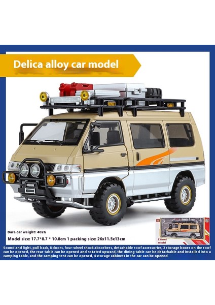 Mitsubishi Delica Off Road Dört Tekerlekten Çekiş Mpv Döküm Alaşım Metal Araba Modeli Ses ve Işık Klasik Simülasyon Koleksiyon (Yurt Dışından)