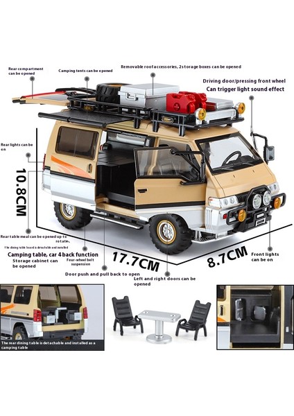 Mitsubishi Delica Off Road Dört Tekerlekten Çekiş Mpv Döküm Alaşım Metal Araba Modeli Ses ve Işık Klasik Simülasyon Koleksiyon (Yurt Dışından) modelleri