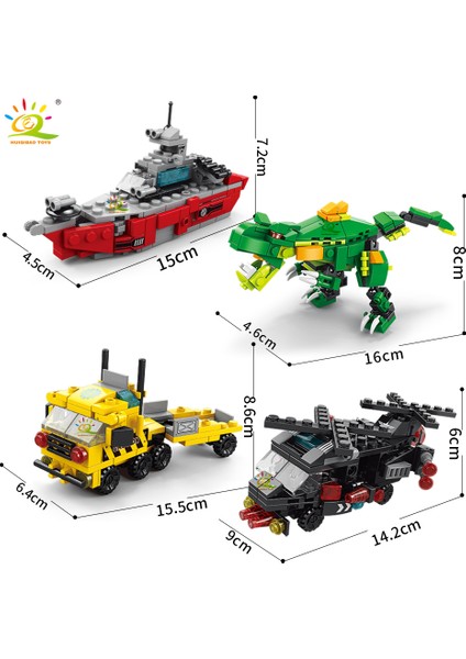 Huıqıbao 6ın1 Şehir Mühendisliği Araba Polis Kamyonu Yapı Taşları Tankı Helikopter Tuğla Yangın Söndürme Seti Oyuncaklar Lar Için (Yurt Dışından) modelleri