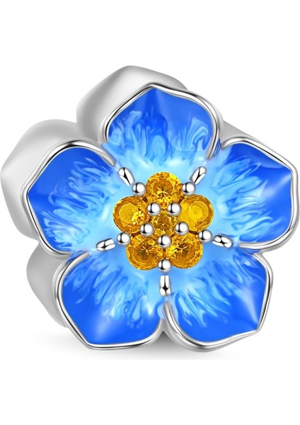 "Unutmabeni" Mavi Charm, 925 Ayar Gümüş