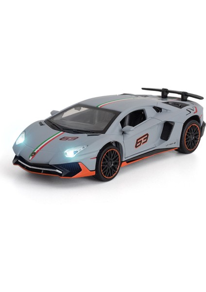 Wansong2 Lambor Aventador Svj LP780-4 Spor Araba Modeli Oyuncak Döküm Metal Makas Kapılar Açık Simülasyon Ses Işığı Hobi (Yurt Dışından)