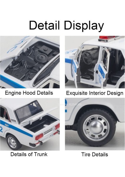 1/24 Lada 2106 Polis Alaşım Araba Modeli Metal Döküm Oyuncaklar Geri Çekin Ses ve Işık Simülasyon Araçlar Lar Için (Yurt Dışından) fırsatları