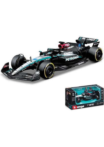 Wansong2 Bburago 1:43 Mercedes-Amg F1 W15 E Performans 2024 Alaşım Araba Minyatür Pres Döküm Model 44 # Lewis Hamilton 81 # George Russell Oyuncak (Yurt Dışından)