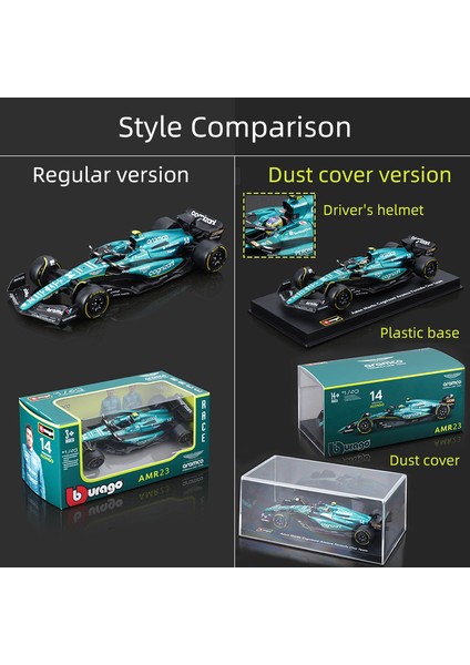Bburago 1:43 Aston Martin AMR23 F1 Alaşım Araba Modeli Formula Yarış Döküm Oyuncak 14 # Fernando Alonso 2023 (Yurt Dışından) modelleri