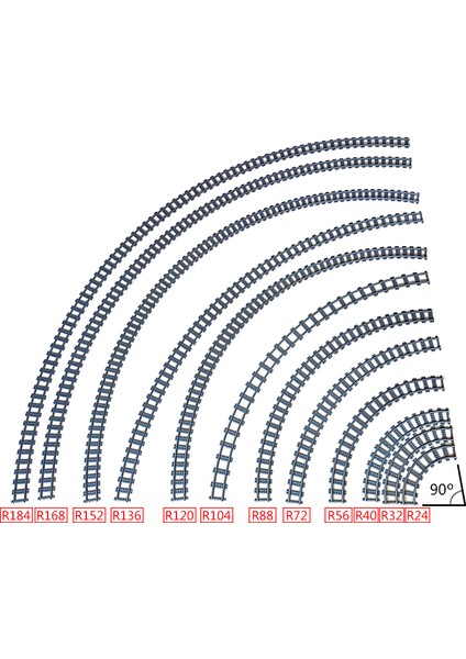Moc Şehir Tuğla Tren Esnek Inşaat Parçaları Demiryolu Eğrisi Parça R104 Yapı Taşları Model Aksesuarları Uyumlu 53401 (Yurt Dışından) fiyatları