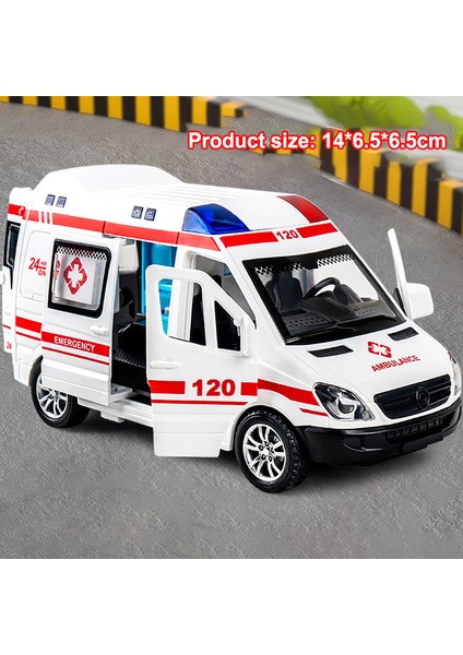 Wansong2 Alaşım Ambulans Modeli Simülasyon Geri Çekilebilir Ses ve Işık Döküm Alaşım Araba Oyuncak Seti Doğum Günü Hediyesi (Yurt Dışından)