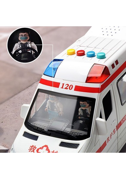 Wansong2 Alaşım Ambulans Modeli Simülasyon Geri Çekilebilir Ses ve Işık Döküm Alaşım Araba Oyuncak Seti Doğum Günü Hediyesi (Yurt Dışından)