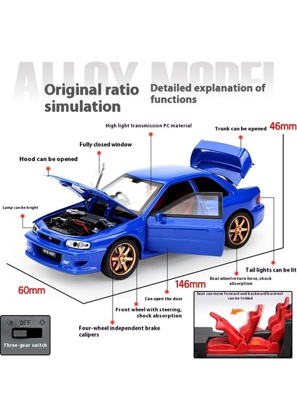 Jdm Suu Impreza Wrx Stı Modifiye Araç Alaşım Metal Pres Döküm Model Araba Ses ve Işık Geri Çekin Doğum Günü Hediyesi Için (Yurt Dışından) modelleri