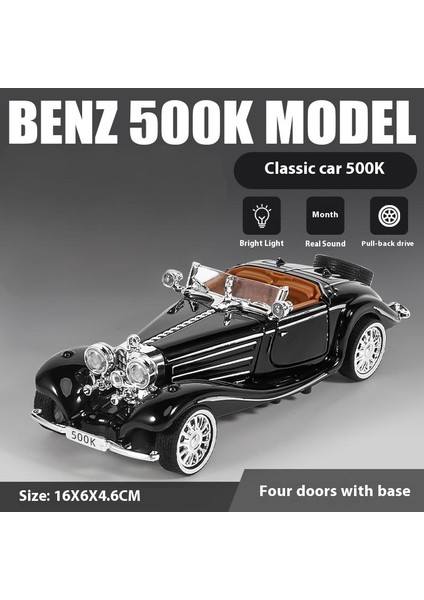 Mercedes Benz 500 K 1936 Alaşım Metal Pres Döküm Model Araba Ses ve Işık Dış Dekorasyon Trendy Süsler Arkadaş Için Hediye (Yurt Dışından)