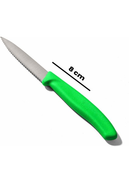 6.7636.L114 Tırtıklı Soyma Bıçağı - Yeşil/8 cm indirimleri