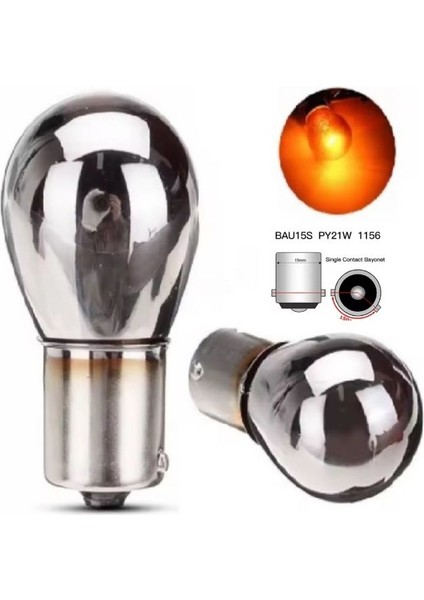 ( 2 x Adet ) 1 Takım Chromıum Dıadem Sinyal Ampulü 12V 93 21W (BAU15S) Tekduy Yakın Tırnak