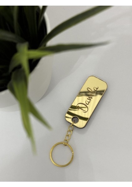 Elite Kişiye Özel Isimlikli Gold Ayna Pleksi Anahtarlık 1 Adet