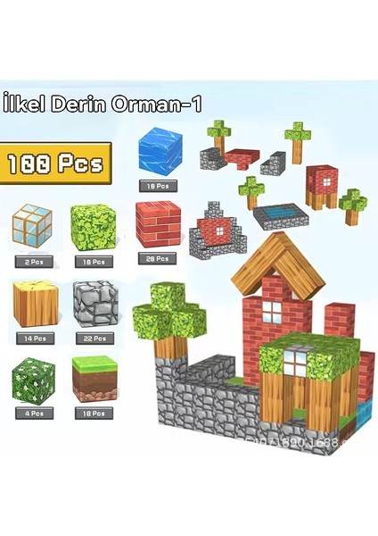 Mc Minecraft Manyetik Küp Montaj Dıy Yapı Blokları Çocuk Eğitici Model Oyuncak Manyetik Montaj (Yurt Dışından)