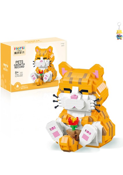 834PCS Küçük Parçacık Yapı Blokları Sevimli Evcil Hayvan Sevimli Süsleme Modeli Husky Mavi Kedi Shiba Inu Yapı Blokları Oyuncak (Yurt Dışından)