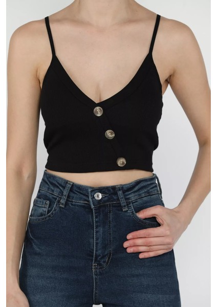 Kadın Ip Askılı Asimetrik Düğmeli Pedli Fitilli Büstiyer P-00016103 fırsatları