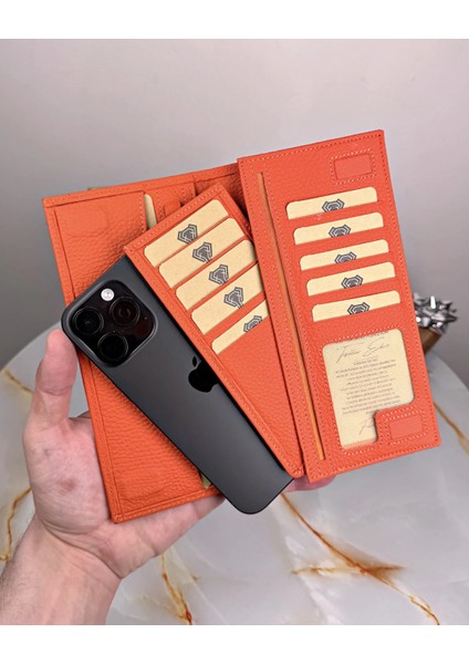 Telefon Bölmeli - Hakiki Deri Cüzdan - Mıknatıslı - Büyük Paraportföy 2047