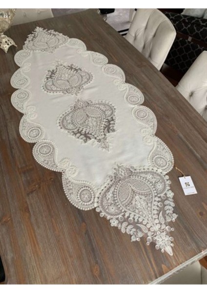 Elite 5parça Dantelli Keten Salon Takımı Krem 1 Adet