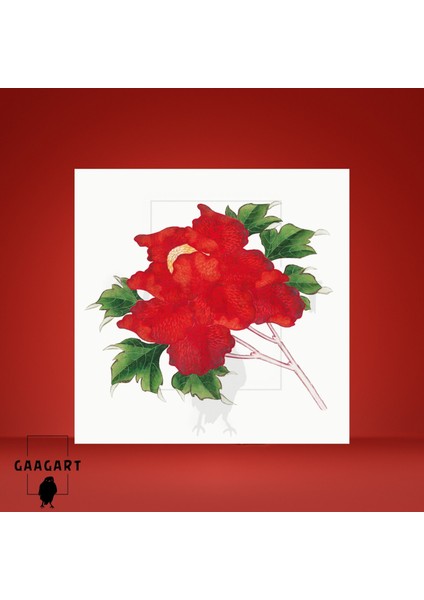 Kare Kanvas Tablo Ünlü Eserler Katsushika Hokusai Kırmızı Çiçekler modelleri