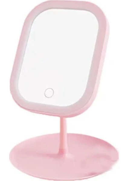 Dokunmatik Tuşlu LED Değişebilen Renkli Kare USB Li Şarjlı Yuvarlak Masa Üstü Makyaj Aynası indirimleri