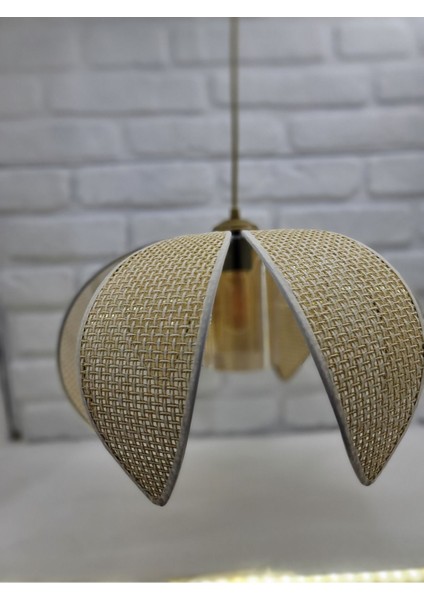 Hasır Hazeran Rattan Palmiye Model Bohem Salon Oturma Odası Hol Cafe Restaurant Tekli Sarkıt Avize