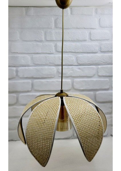 Hasır Hazeran Rattan Palmiye Model Bohem Salon Oturma Odası Hol Cafe Restaurant Tekli Sarkıt Avize