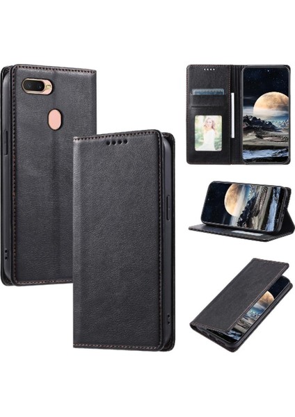 Oppo A7 Kart Yuvaları Tutucu Ince Cüzdan Pu Deri Koruyucu Için Flip Case (Yurt Dışından)