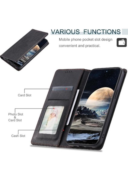 Oppo A7 Kart Yuvaları Tutucu Ince Cüzdan Pu Deri Koruyucu Için Flip Case (Yurt Dışından) modelleri