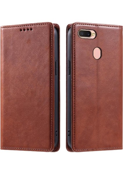 Oppo A7 Kart Yuvaları Tutucu Ince Cüzdan Pu Deri Koruyucu Için Flip Case (Yurt Dışından)