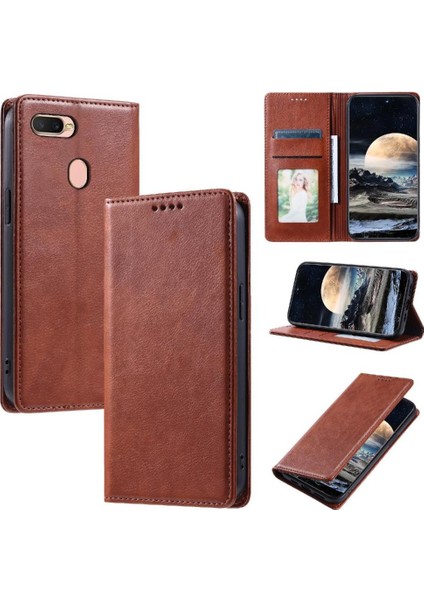 Oppo A7 Kart Yuvaları Tutucu Ince Cüzdan Pu Deri Koruyucu Için Flip Case (Yurt Dışından) fırsatları