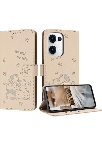 Oppo Reno 13 5g Pu Deri Sevimli Kedi Deri Cüzdan Kartı Için Flip Case (Yurt Dışından)