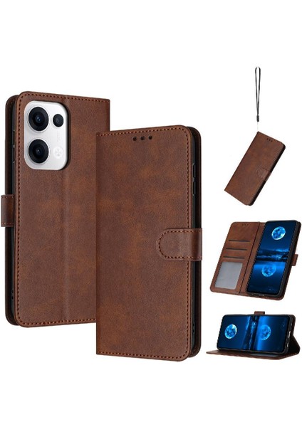 Toka Saf Renk Pu ile Oppo Reno 13 5g Kickstand Için Flip Case (Yurt Dışından)